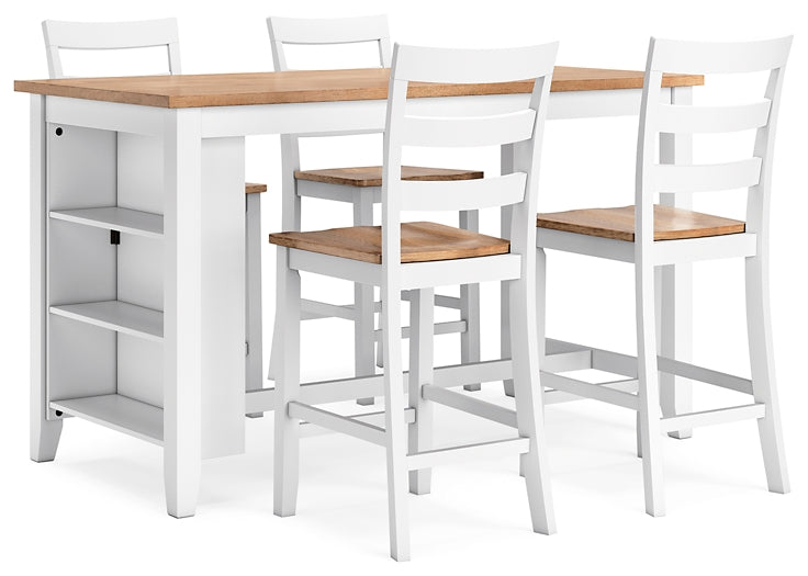 Gesthaven Counter Height Dining Table and 4 Barstools