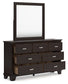 Covetown Twin Panel Bed with Mirrored Dresser and 2 Nightstands