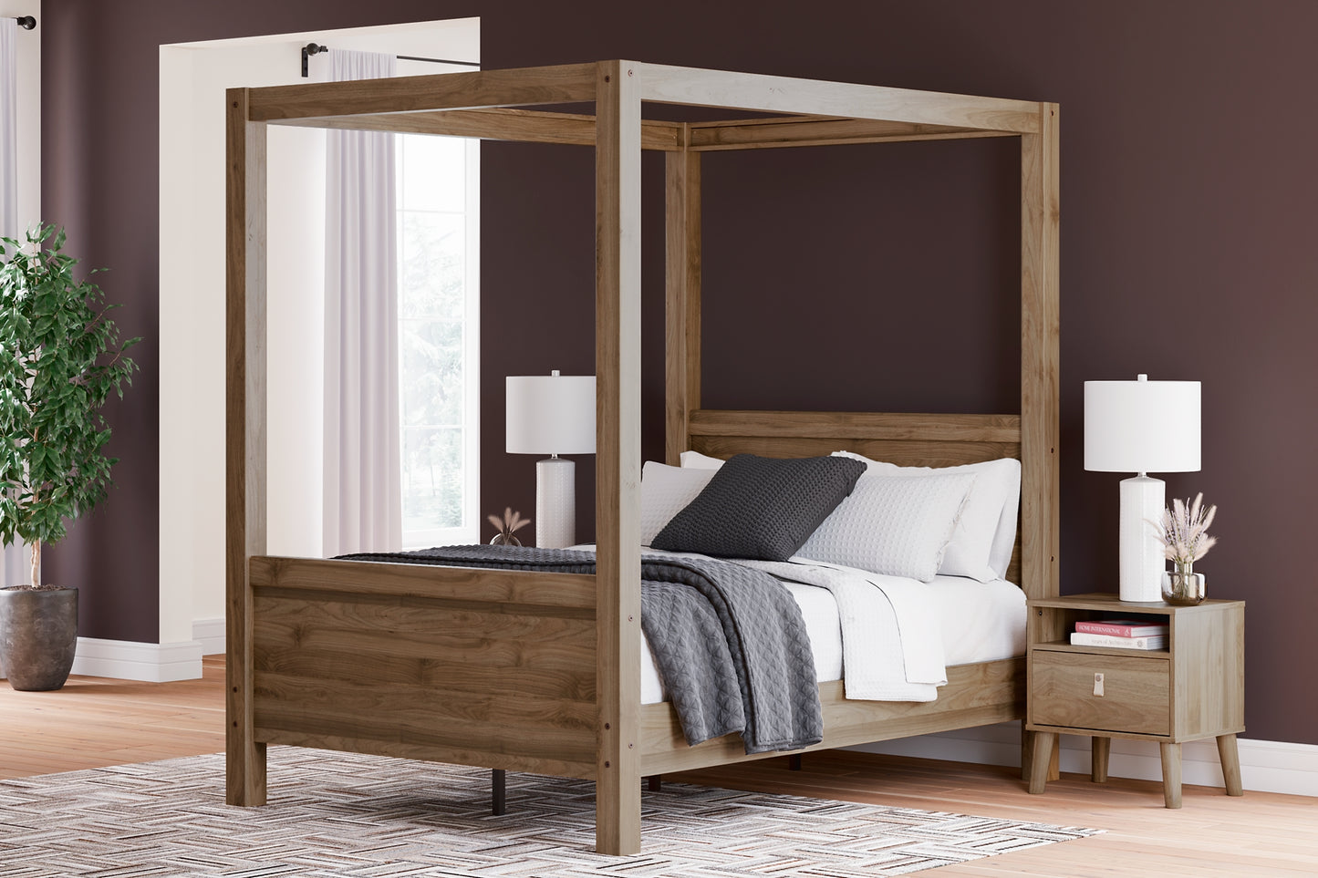 Aprilyn Full Canopy Bed with Dresser and Chest